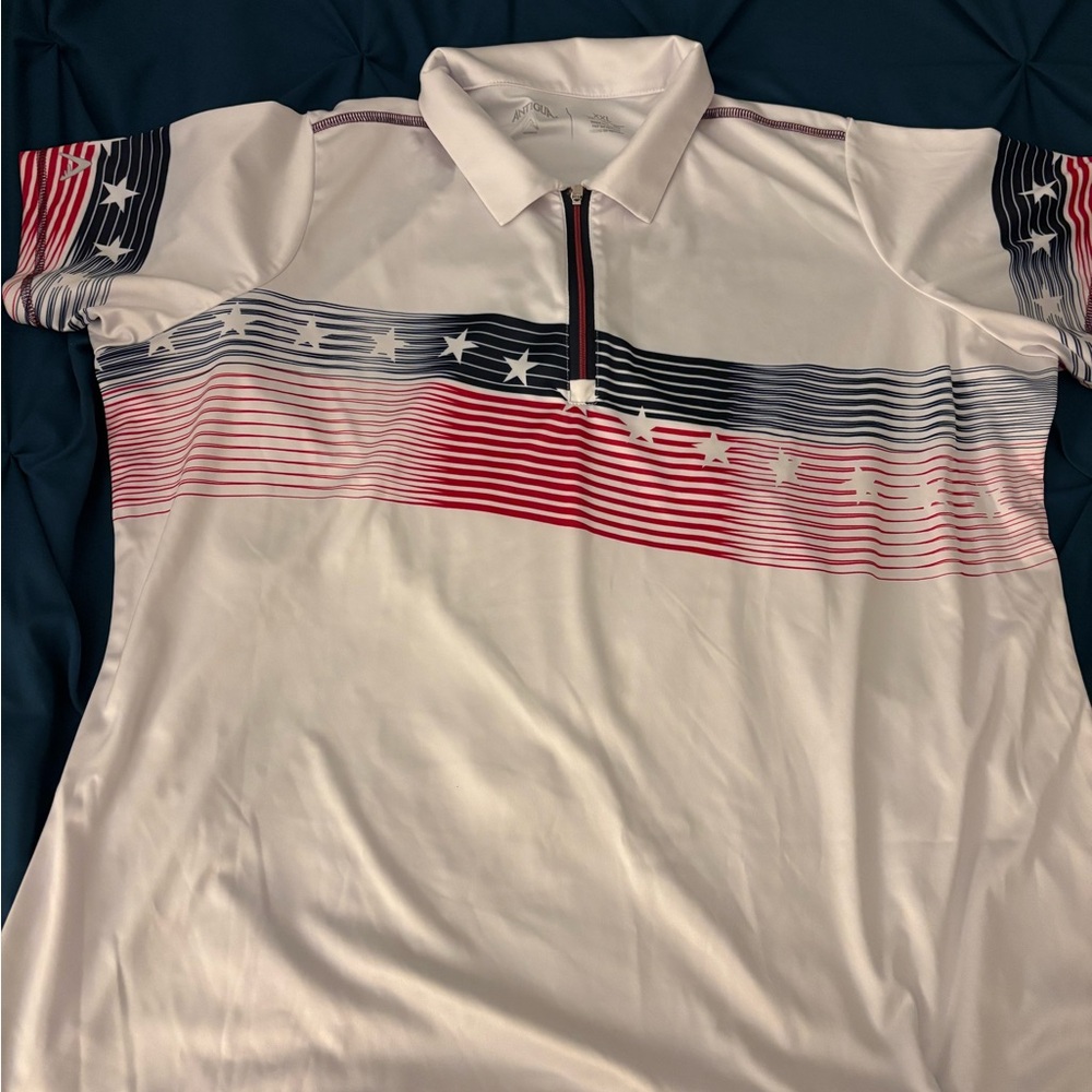 Antigua Classic White patriotic Polo Shirt